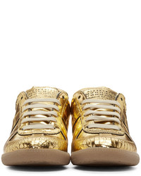 Maison Margiela Gold Metallic Cracked Replica Sneakers