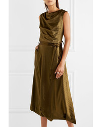 Vivienne Westwood Anglomania Vasari Draped Metallic Jersey Midi Dress Gold