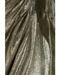 Ellery The Contained Silk Blend Lam Midi Dress Metallic