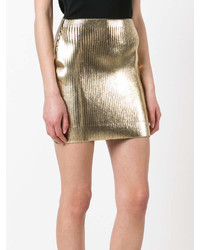 Saint Laurent Metallic Coated Mini Skirt