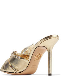 Charlotte Olympia Lola Knotted Lam Mules Gold