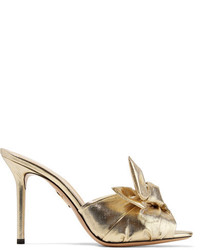 Charlotte Olympia Lola Knotted Lam Mules Gold