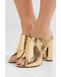 Tom Ford Metallic Ayers Mules Gold