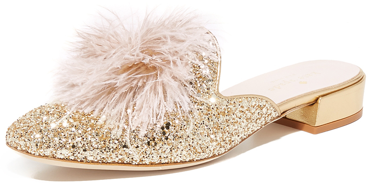 kate spade gold mules