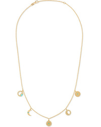 Andrea Fohrman 14 Karat Gold Diamond And Turquoise Necklace