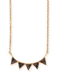 Sydney Evan 14k Rose Gold Black Diamond Triangle Necklace