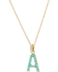 Jennifer Meyer 18 Karat Gold Diamond And Turquoise Necklace