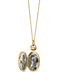 Monica Rich Kosann 18k Gold Petite Oval Locket Necklace With Diamond Star 17l
