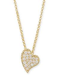 Roberto Coin 18k Pave Diamond Slanted Heart Necklace