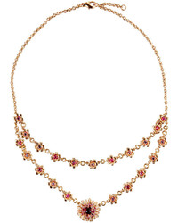 Roberto Coin 18k Rose Gold Pink Sapphire Tourmaline Flower Necklace