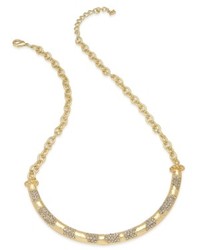 ABS by Allen Schwartz Necklace Gold Tone Pave Crystal Collar Necklace
