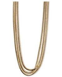 Anne Klein Gold Tone Three Row Collar Necklace