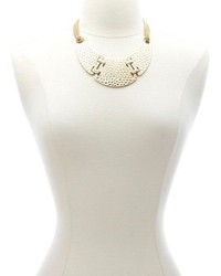 Charlotte Russe Paneled Hammered Gold Collar Necklace