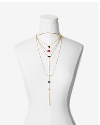 Express Color Bezel Layered Collar Necklace