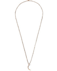 Andrea Fohrman Crescent Moon Quartz 14 Karat Rose Gold And Diamond Necklace