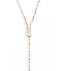 Ef Collection Diamond Topaz Baguette Bar Y Necklace