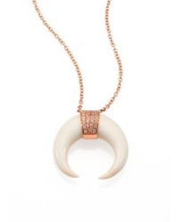 Jacquie Aiche Double Bone Horn Diamond 14k Rose Gold Capped Necklace