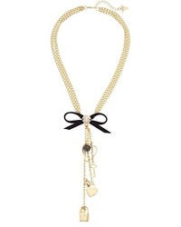 GUESS Double Chain With Bow Detail Y Necklace Necklace