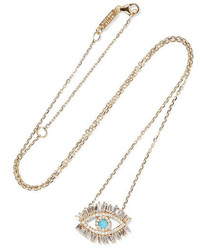 Suzanne Kalan Evil Eye Fireworks 18 Karat Gold Diamond And Turquoise Necklace