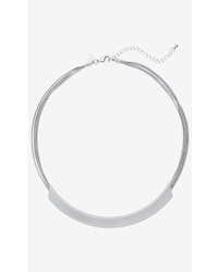 Express Curved Bar Collar Necklace With Snake Chain