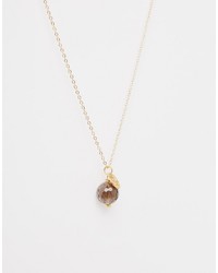 Mirabelle Facetted Smokey Quartz Ball Necklace On A Short 45cm Gold Plated Chain