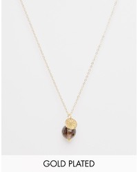Mirabelle Facetted Smokey Quartz Ball Necklace On A Short 45cm Gold Plated Chain
