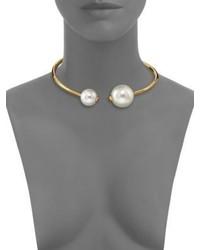 Kenneth Jay Lane Faux Pearl Tip Collar Necklace