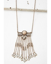 Forever 21 Faux Stone Fringed Necklace