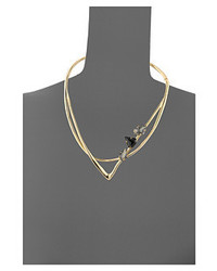 Alexis Bittar Geometric Hinge Collar W Floating Pyrite Doublets Fancy Black Crystal Shield Necklace