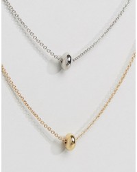 Asos Gold Bead Thread Through Multirow Necklace