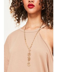 Missguided Gold Love Graphic Necklace