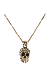 Alexander McQueen Gold Pave Skull Necklace