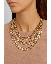 Kenneth Jay Lane Gold Plated Multi Strand Chain Necklace
