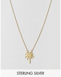 Asos Gold Plated Sterling Silver Palm Tree Necklace
