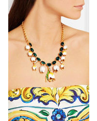 Dolce & Gabbana Gold Plated Swarovski Crystal And Enamel Necklace One Size