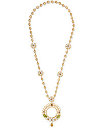 Dolce & Gabbana Gold Tone Enamel And Crystal Necklace