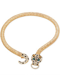 Thalia Sodi Gold Tone Glitter Leopard Head Collar Necklace Only At Macys