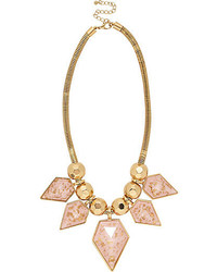 River Island Gold Tone Pink Flecked Statet Necklace