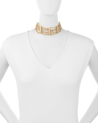 Lydell NYC Golden Multi Strand Textured Chain Choker Necklace
