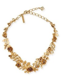 Oscar de la Renta Golden Rose Leaf Vine Necklace