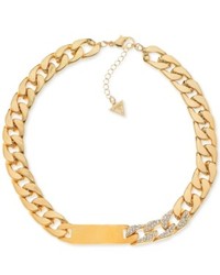 Guess Gold Tone Pave Stone Link Necklace