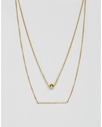 Pieces Hilli Gold Plated Multi Row Necklace