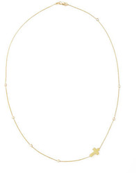 Roberto Coin Integrated Diamond Cross Necklace Yellow Gold