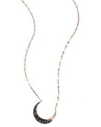 Lana Jewelry Reckless Crescent Black Diamond 14k Rose Gold Necklace