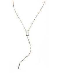 Lana Jewelry Reckless Kite Bar Black Diamond 14k Rose Gold Lariat Necklace