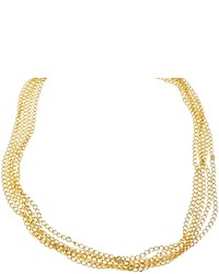 Jokara Gold Multi Chain Necklace Base Metal
