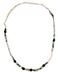 Alexis Bittar Long Crystal Chain Link Necklace Greenblack