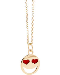 Alison Lou Lovestruck Enameled 14 Karat Gold Necklace