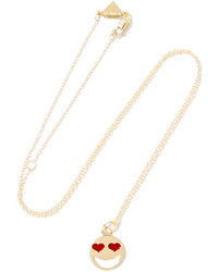 Alison Lou Lovestruck Enameled 14 Karat Gold Necklace