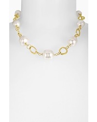 Majorica Baroque Pearl Collar Necklace Gold